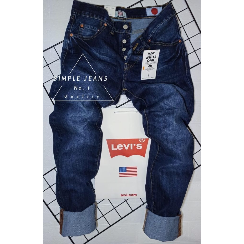 Celana Jeans Panjang Pria Terbaru Blue Dark Mens Straight Model Type Reguler Standar. Quality No. 1