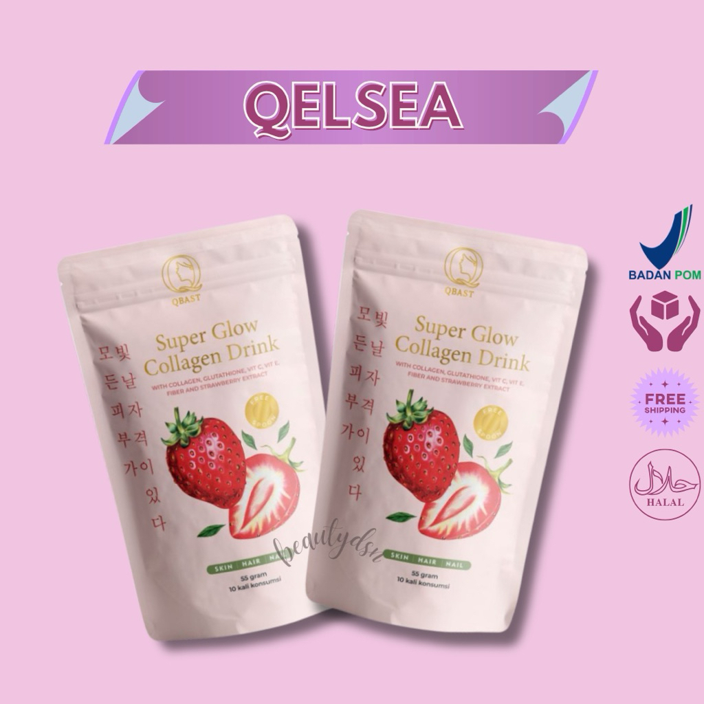 QELSEA Super Glow Collagen Drink Minuman Pemutih Badan Cepat Permanen | Suplemen Pemutih Kulit | Sun