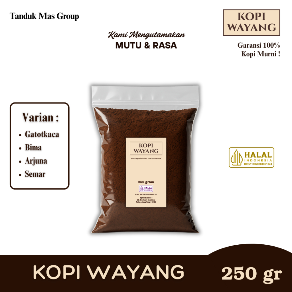 

Kopi Wayang 250gr - Robusta Dampit | Tanduk Mas Group