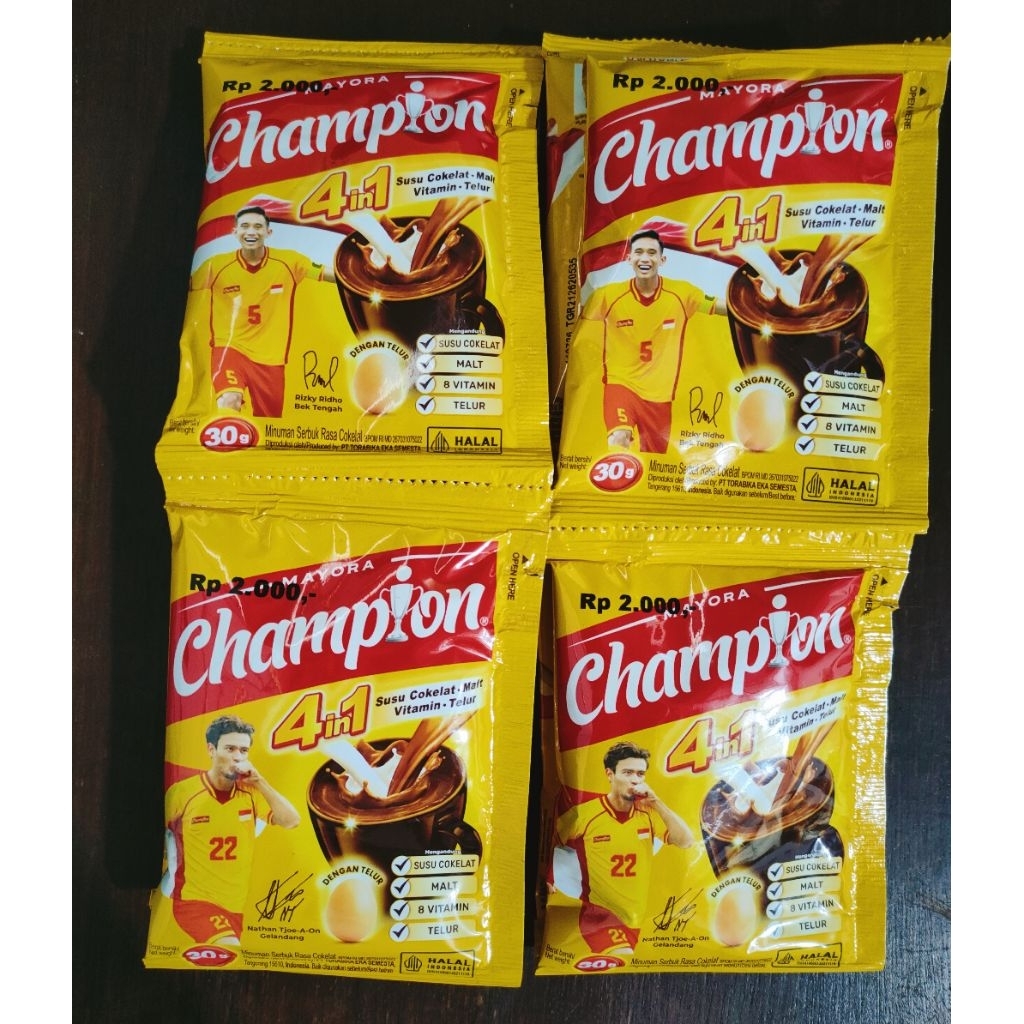 

CHAMPION 4in1 1 RENCENG ISI 10/ SUSU COKELAT-MALT-VITAMIN-TELUR 30 gr