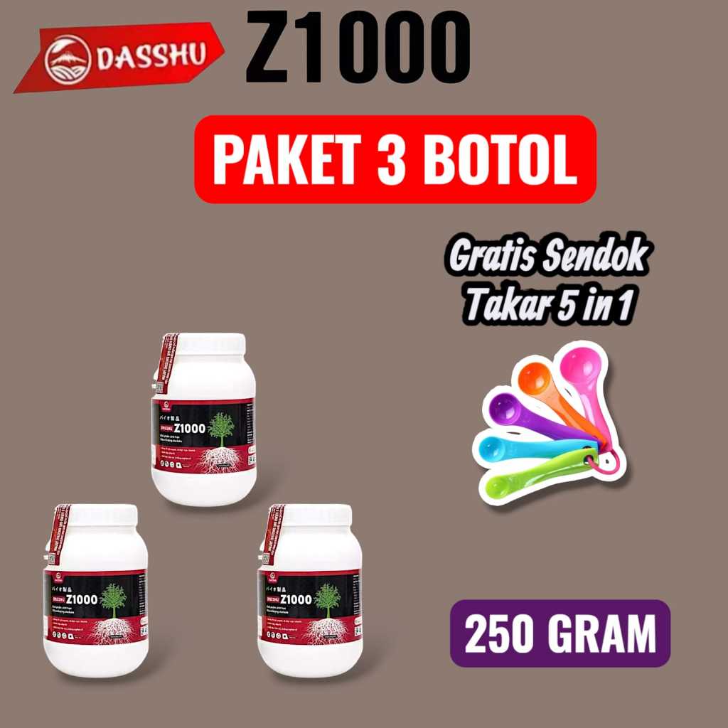 Dasshu Z1000 Jepang Original 250 Gram PAKET 3 BOTOL Bonus 1 Set Sendok Takar Pupuk Organik Jepang
