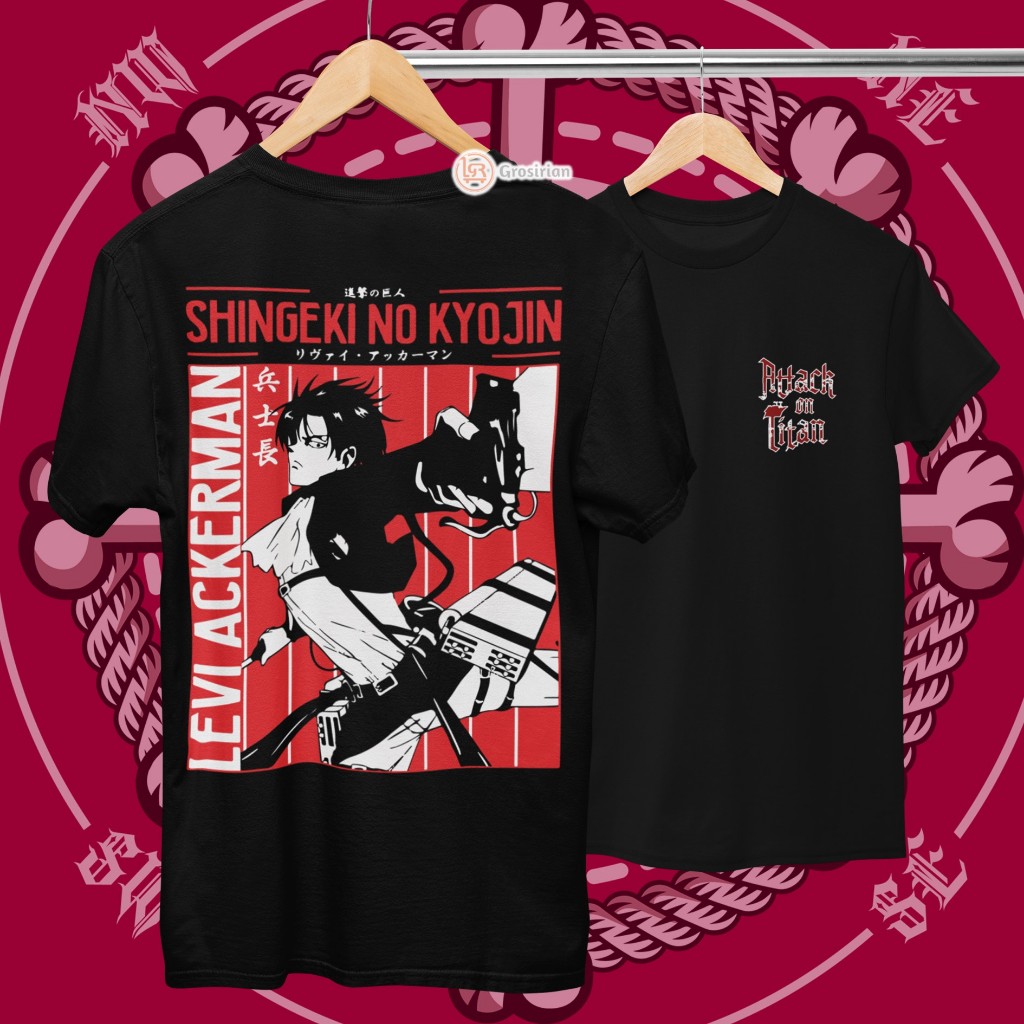 KAOS LEVI ACKERMAN ATTACK ON TITAN - KAOS BAJU LEVI ANIME ATTACK ON TITAN, KAOS SABLON, SABLON DTF