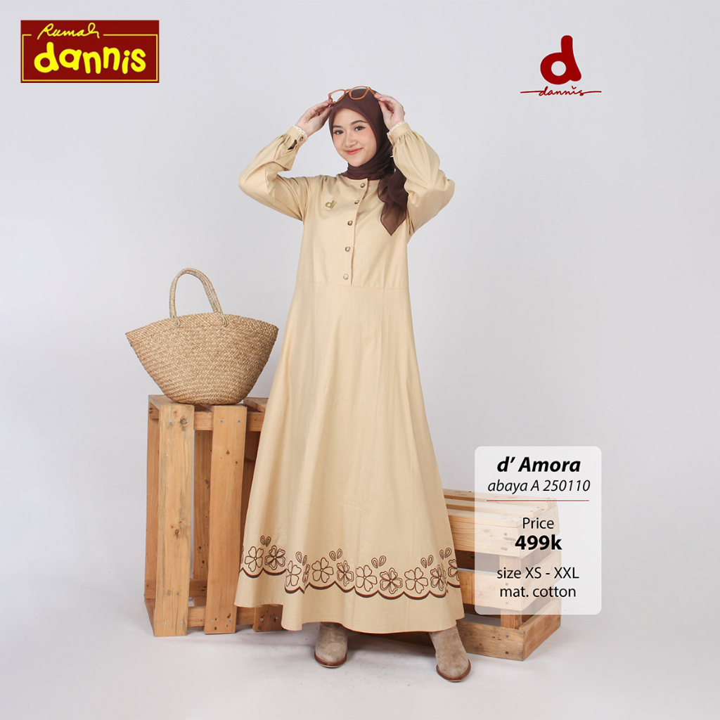 Rumah Dannis - Abaya 250110 Old Cream Size XL (Gamis Dewasa Bahan Katun)