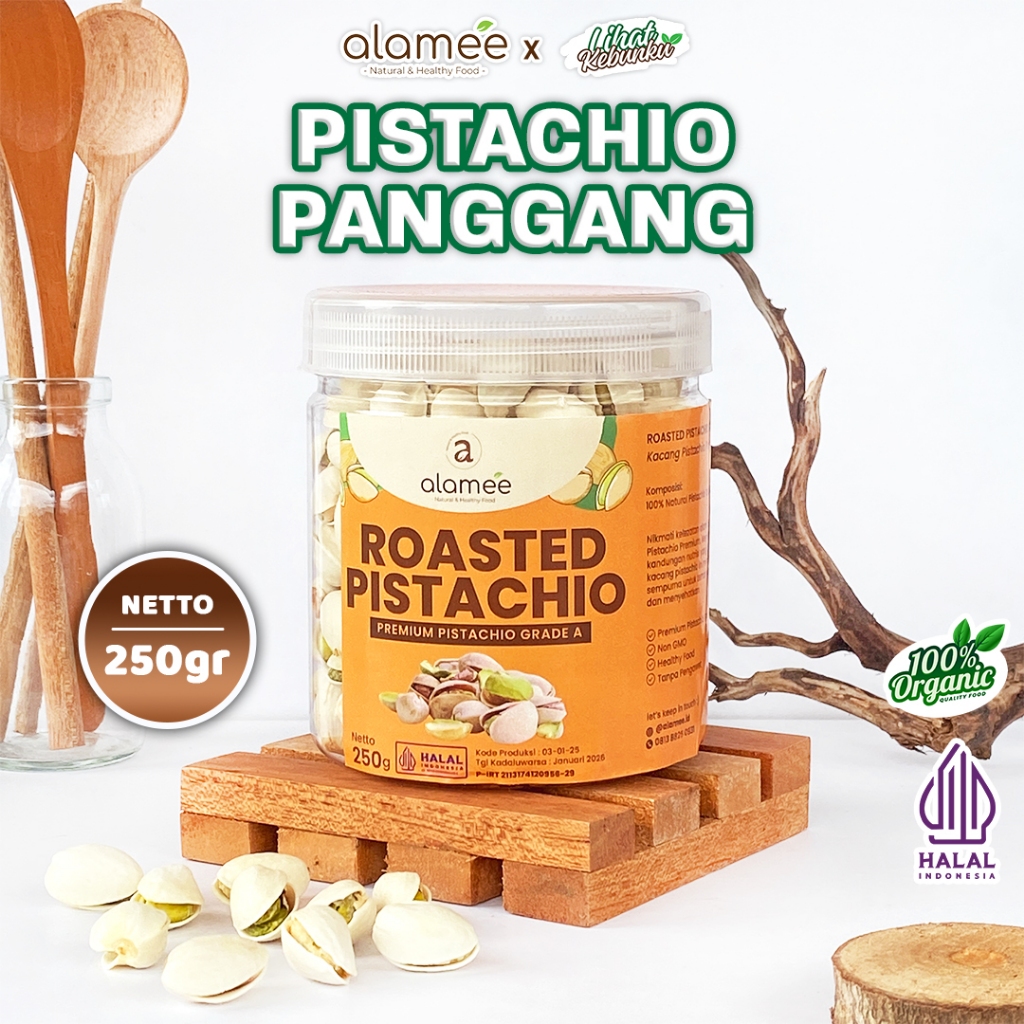 

ALAMEE Kacang Pistachio Roasted Pistacio 250gr Panggang Fustuk Organic Cangkang Renyah LIHAT KEBUNKU