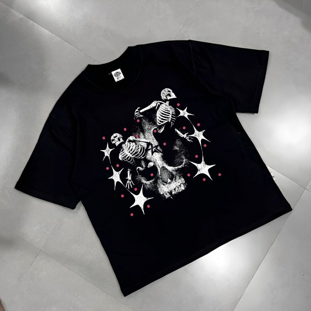 Baju Kaos Distro Pria Wanita Hitam Cotton 24s tebal