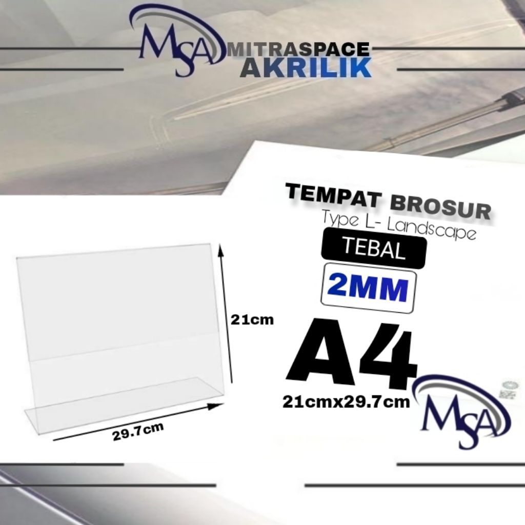 

Tempat Brosur / tent holder Akrilik Display Landscape A4 L