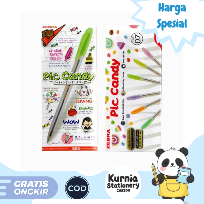 

Zebra Pulpen Pic Candy / Super Smooth Writing /semi jell ink fine 0,7mm (satuan)