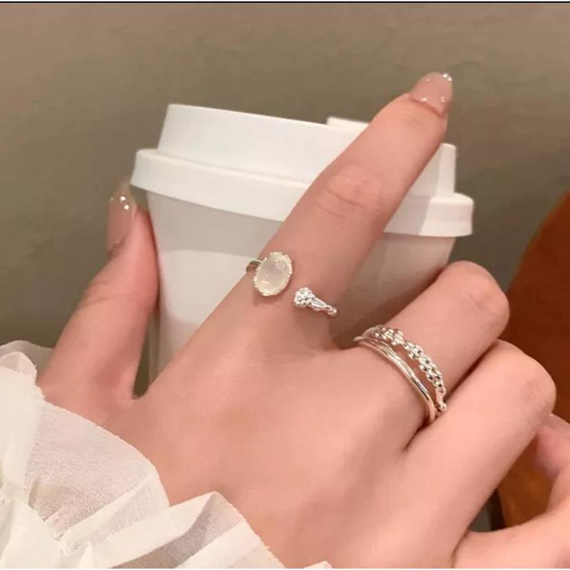 Cincin Wanita Batu Elegan / Cincin Minimalis Korea / Cincin Wanita Anti Karat