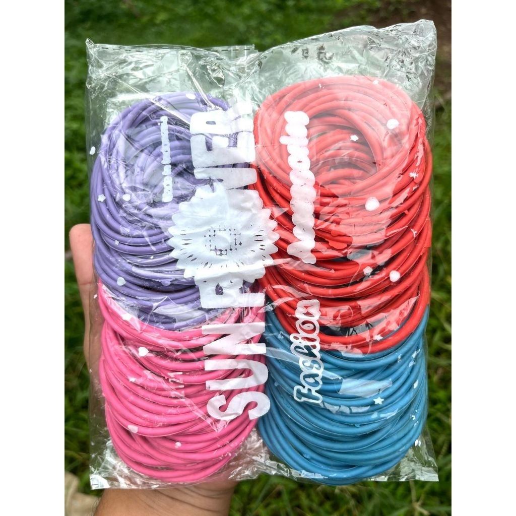 100 pcs Gelang karet sun flower gelang warna gelang polos anak dewasa