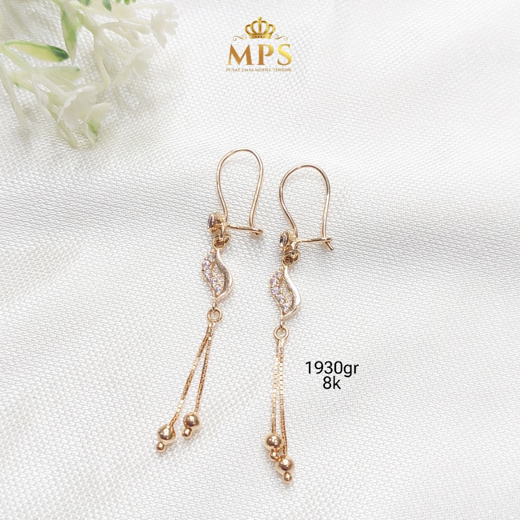 puterasokaraja NEW COLLECTION ANTING PANJANG RANTAI EMAS ASLI KADAR 8K/375% TOKO EMAS PUTERA SOKARAJ