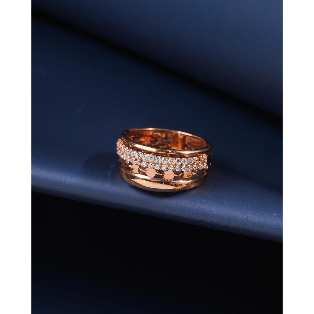Cincin Size 10 Emas Kadar 17K Model Chain, Listring, AD Mata full Rose Gold 00013806