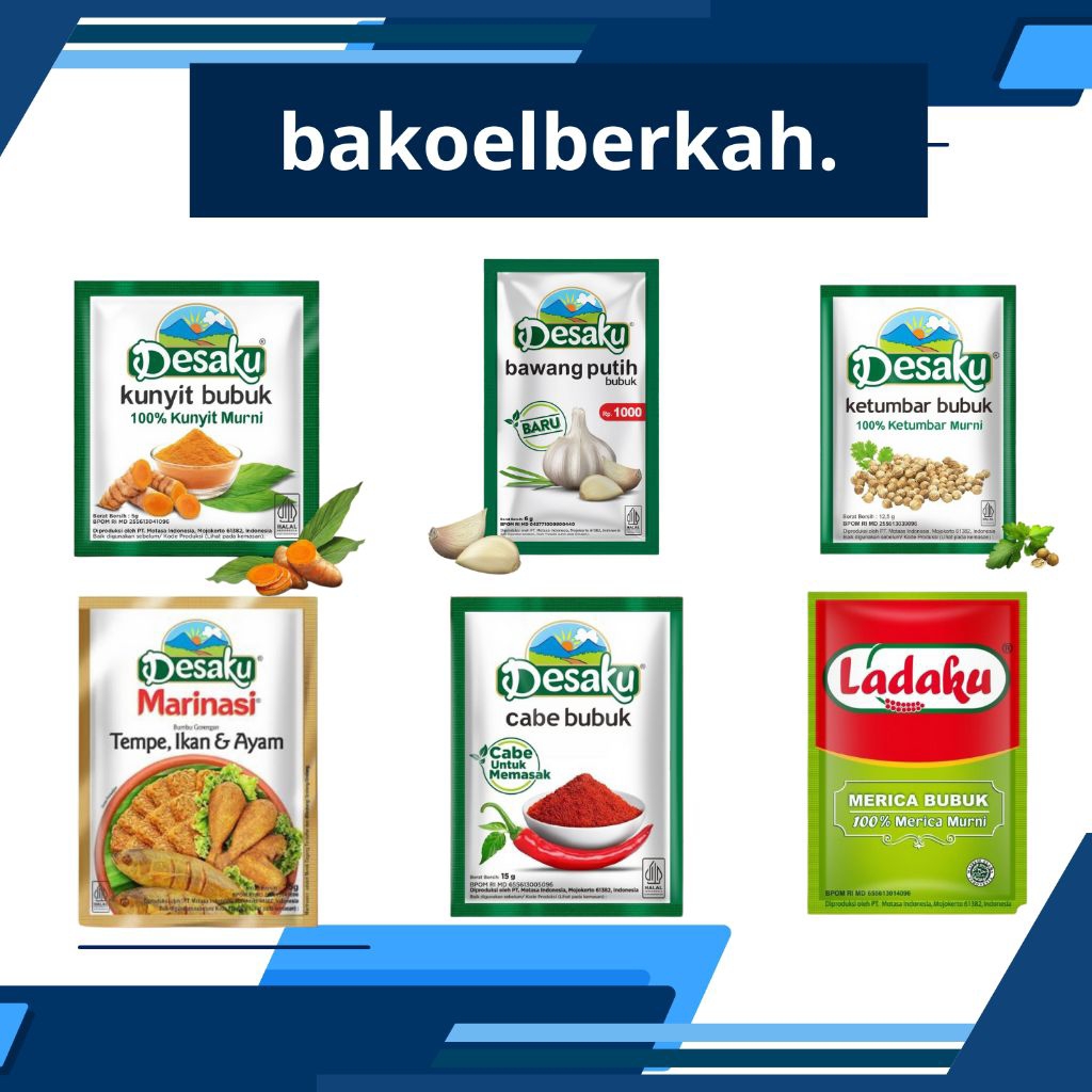 

DESAKU & LADAKU [ KUNYIT, BAWANG PUTIH, KETUMBAR, MARINASI, CABE & MERICA BUBUK ] ECER