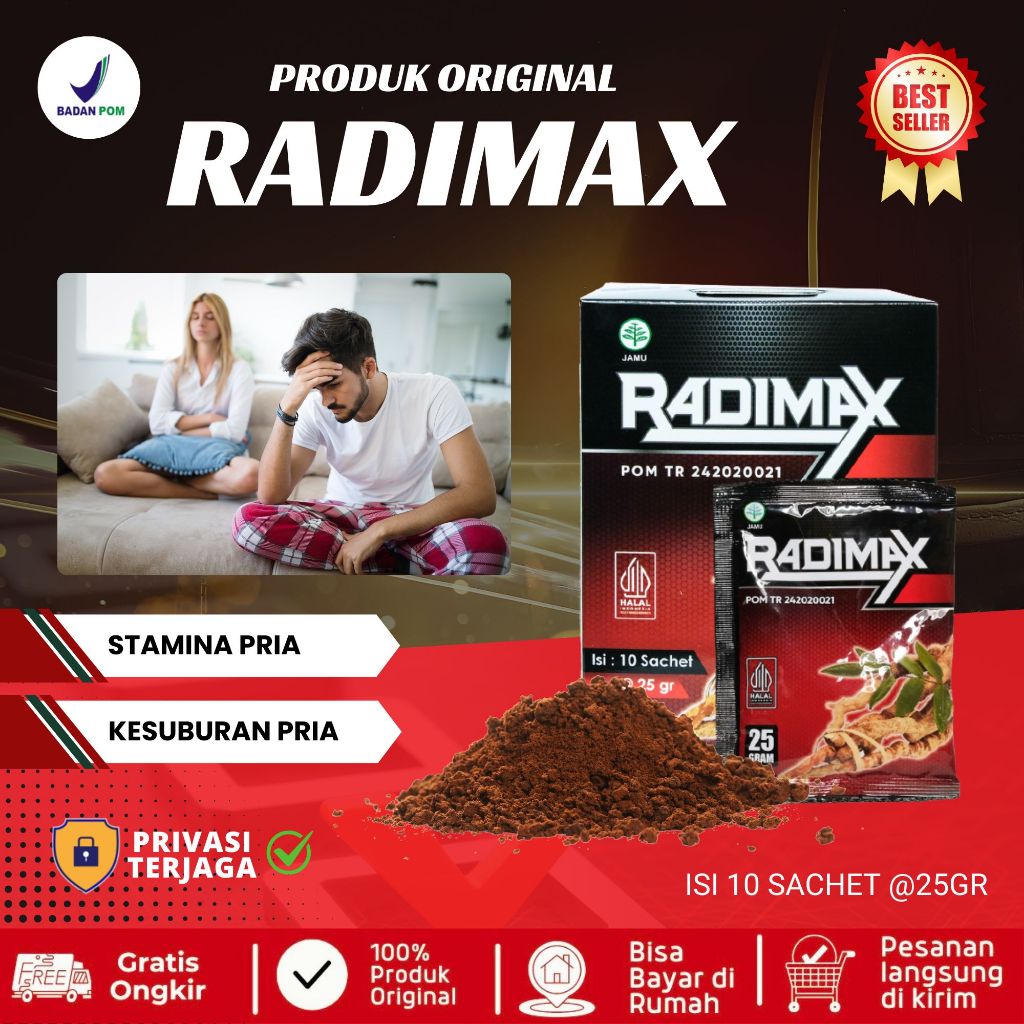 

Radimax Kopi Herbal Stamina Pria Kesuburan Pria 1 Box Isi 10 Sachet Halal Bpom