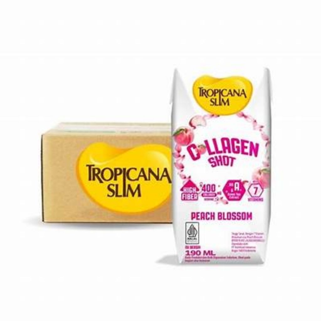 

Tropicana Slim RTD Collagen Peach Blossom 190ml 1dus isi 24pcs