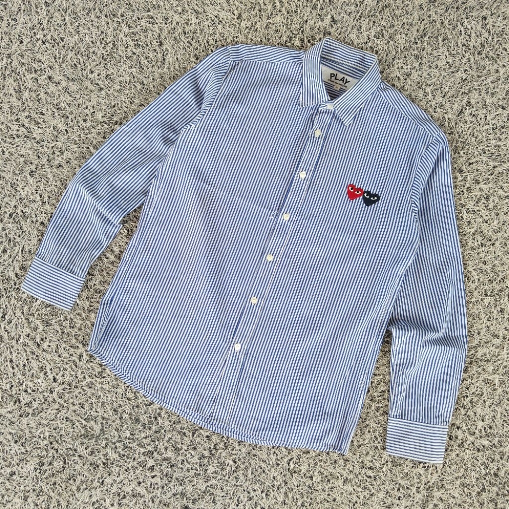 KMJ35 kemeja casual play cdg kemeja play cdg stripe kemeja pria