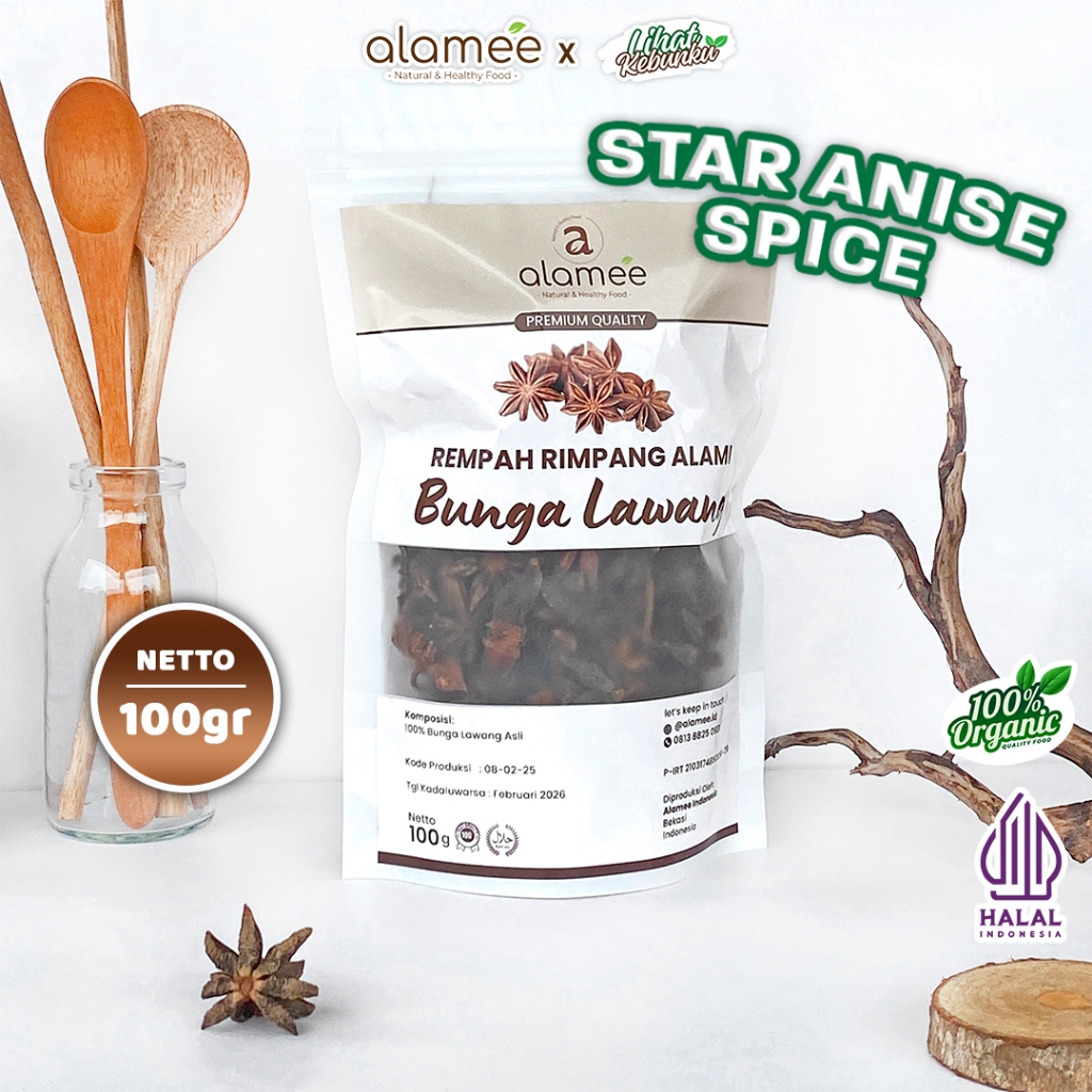 

ALAMEE Bunga Lawang Kering Pekak Star Anise Rempah Organik Alami Bumbu Seasoning Masakan Masak 100gr LIHAT KEBUNKU