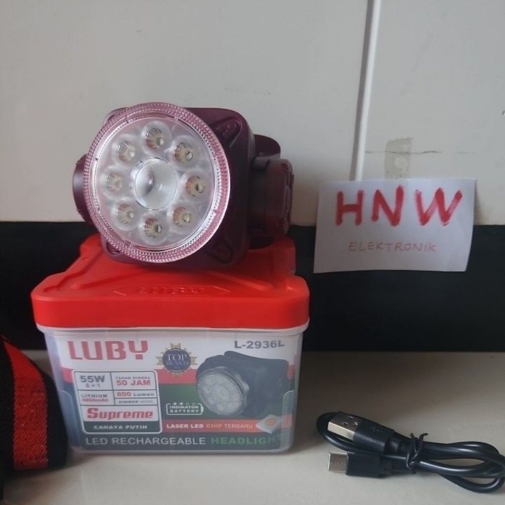 senter kepala Luby L 2936 nyala PUTIH 2936L 55 watt 55W dimer mode Supreme