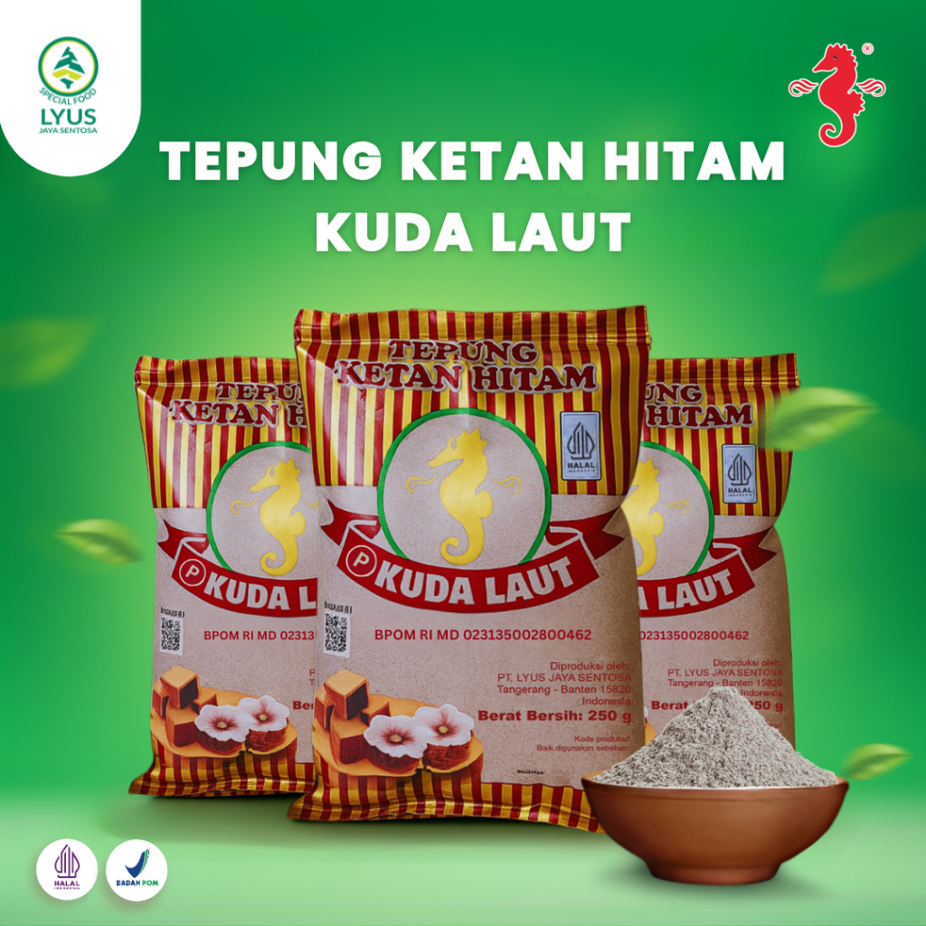 

Tepung Ketan Hitam Cap Kuda Laut @250g (kemasan)