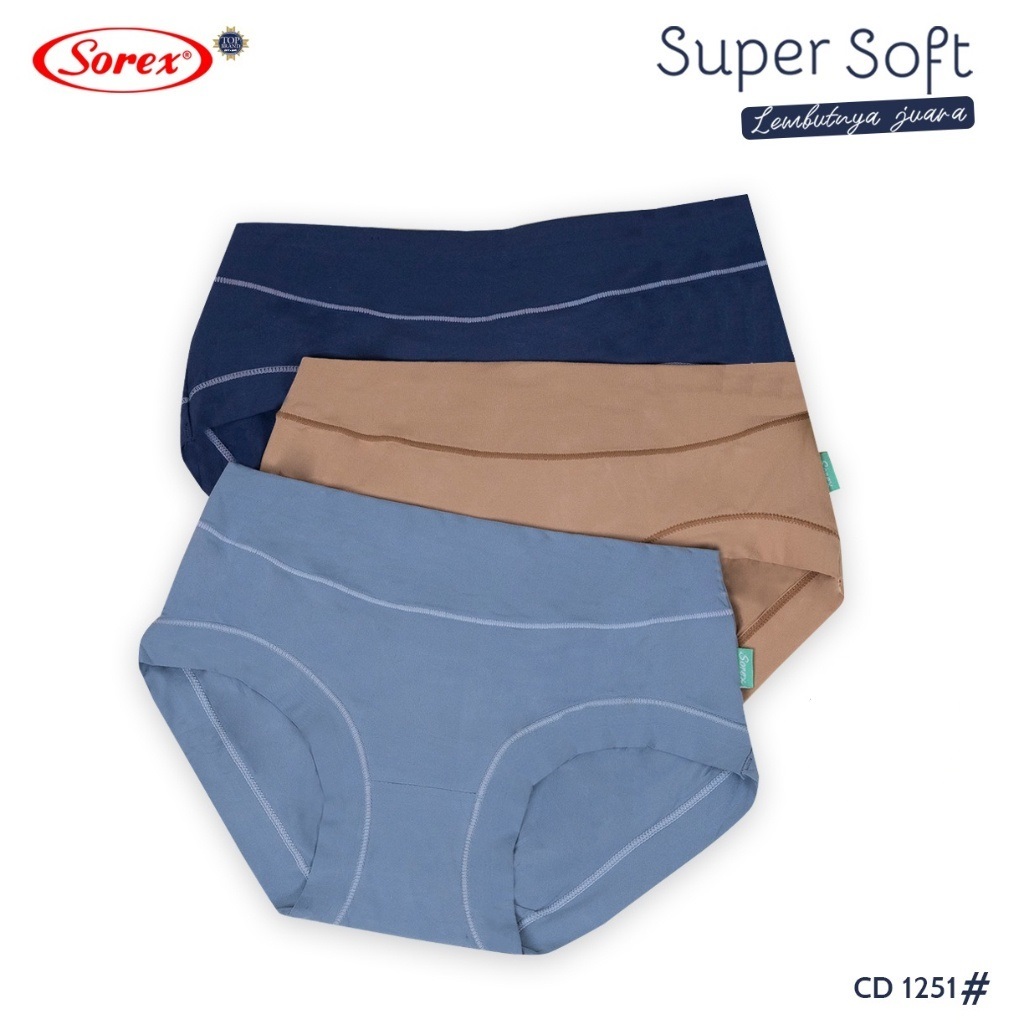 ( 3pc ) CD Sorex 1251 | Sorex Celana Dalam Wanita Midi Basic Super Soft - Warung Mintul
