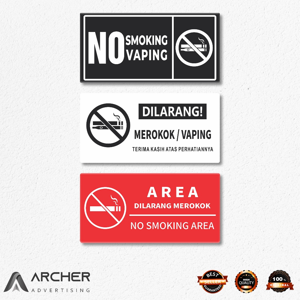 

SIGN BOARD AREA DILARANG MEROKOK NO SMOKING NO VAPING & AREA MEROKOK AKRILIK