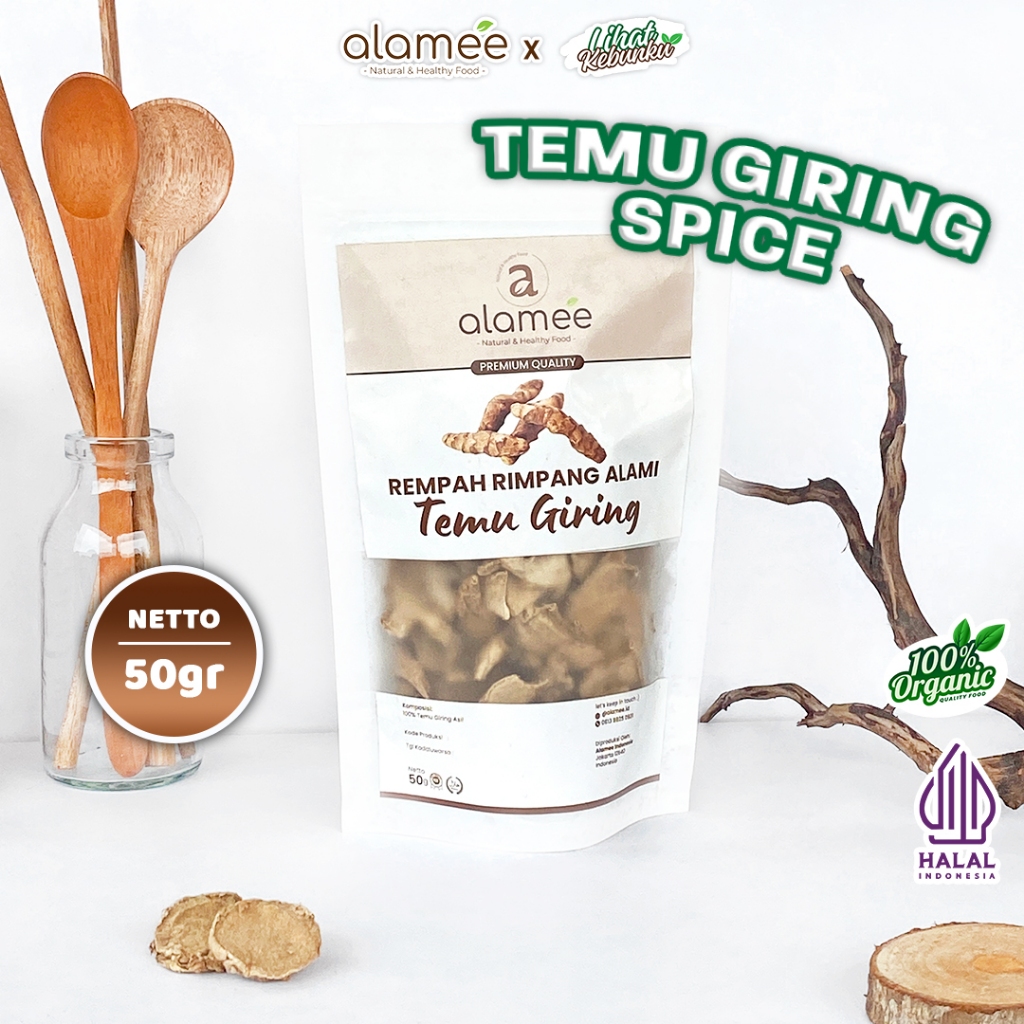 

ALAMEE Temu Giring Kering Organik Iris Kuning Gajah Rempah Rimpang Alami Bumbu Seasoning Masak 50gr LIHAT KEBUNKU