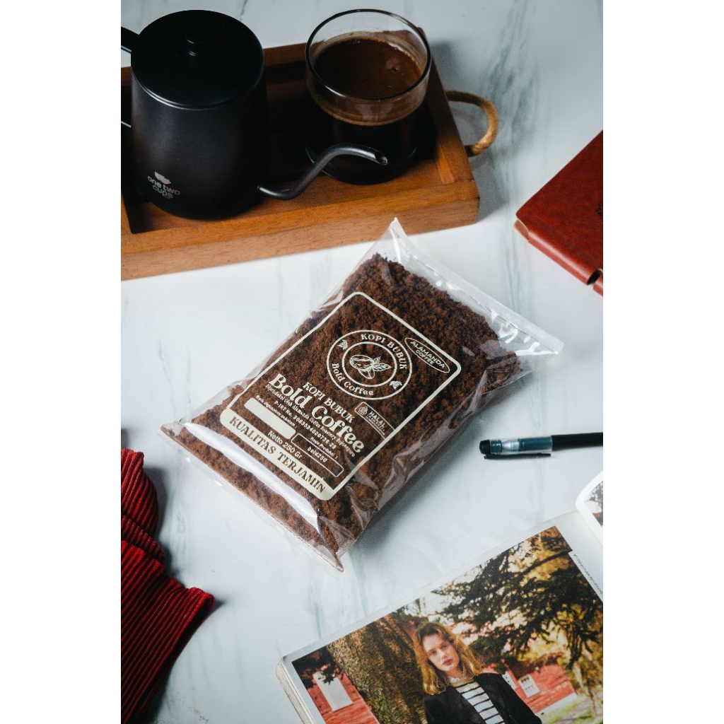 

Kopi bubuk BOLD 100gr dari Alamanda coffee cocok untuk warkop