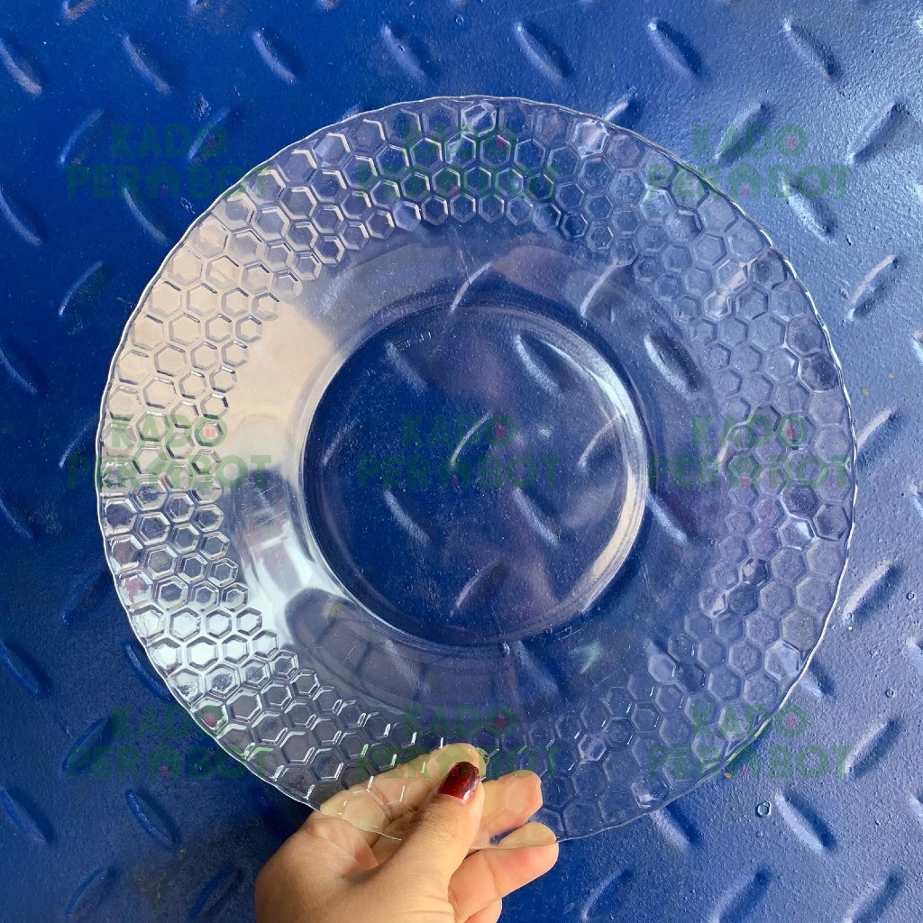 Piring Kaca LEBAH P986-Piring Makan Kaca-Piring Kaca Motif Lebah-Piring Makan Tebal Cantik