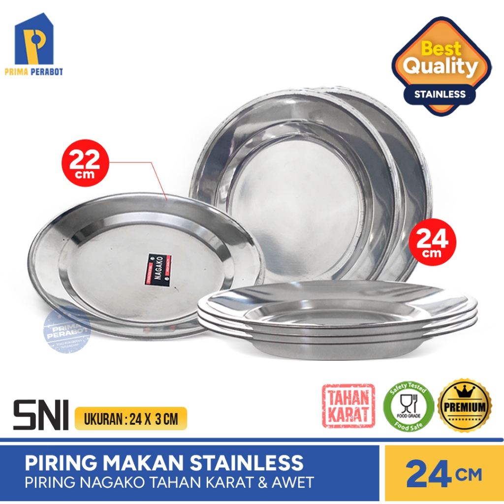 Piring Stainless 24 Cm Piring Makan Soup Plate 24 cm Tebal Berkualitas