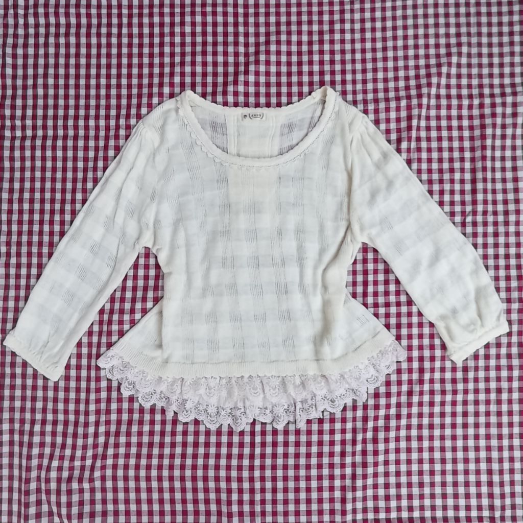 axes femme white creme bow knit morikei ribbon