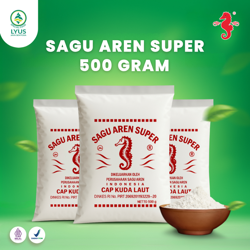 

Tepung Sagu Aren Kuda Laut 500 gr (Kemasan)