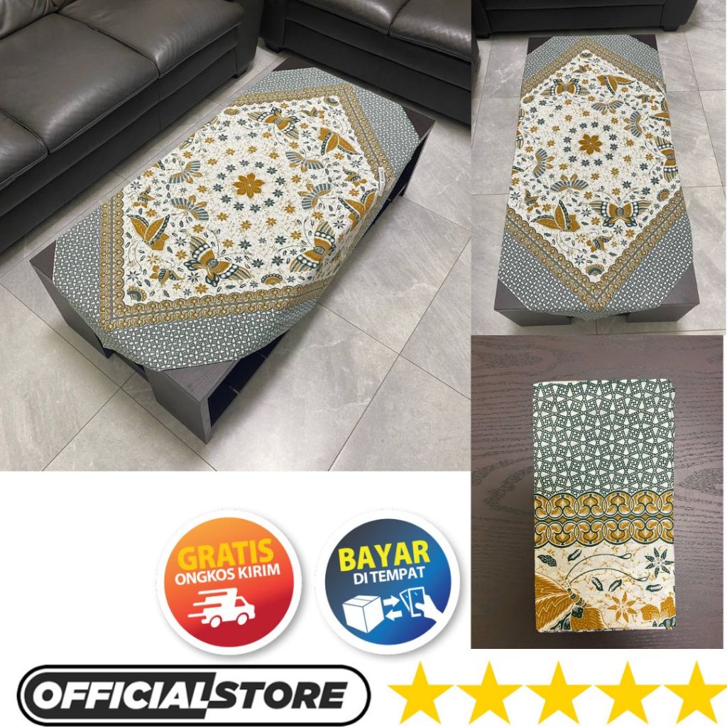 Taplak Meja Kain Batik Ruang Tamu Motif Tulis Terbaru Bahan Poliester Halus Ukuran 110 x 105 Asli Pe