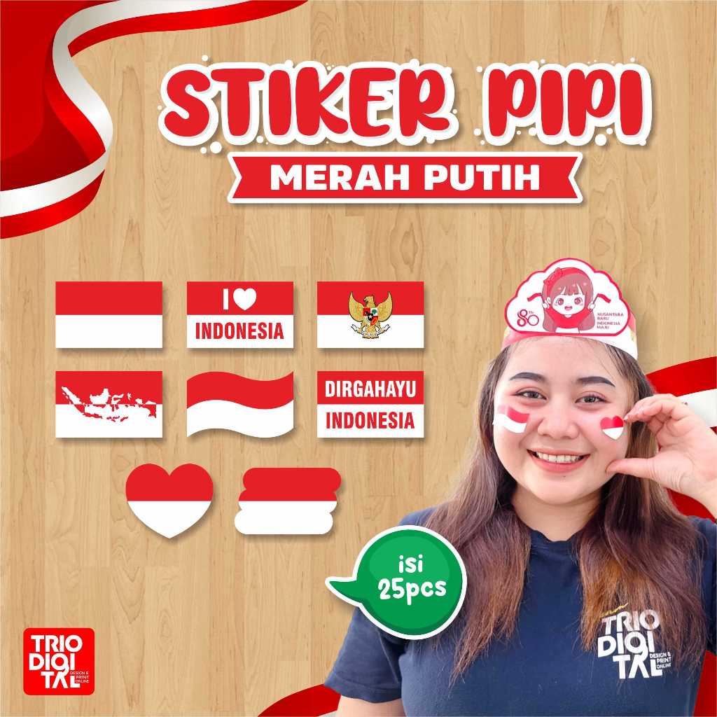 

(isi 25 pcs) Stiker Pipi Bendera Merah Putih uk 4x2,5cm