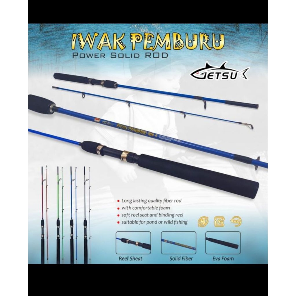 joran getsu iwak pemburu fiber solid p135/p150spining