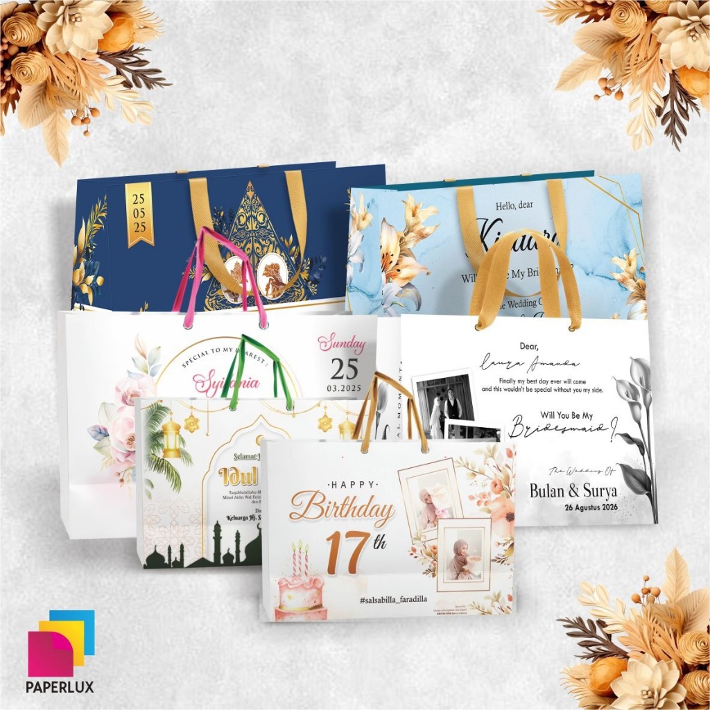 PAKET PAPER BAG CUSTOM BRIDESMAID - PAPER BAG HAMPERS SOUVENIR - TAS PAPER BAG MURAH