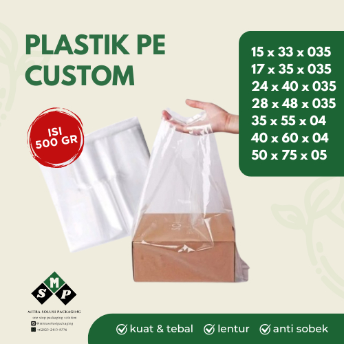 [500 gr] KRESEK PE BENING / PLASTIK PE BENING / PLASTIK CUSTOM / PLASTIK PE CUSTOM / KRESEK PE BENIN