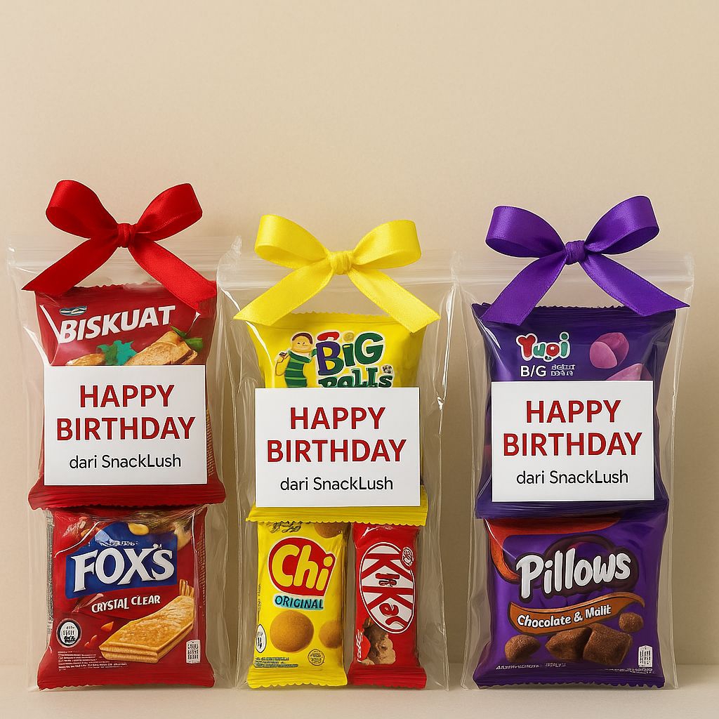 

SnackLush Mini Gift Snack Isi 3 | Cemilan Lucu Ziplock 10x15cm | Souvenir Ucapan Terima Kasih