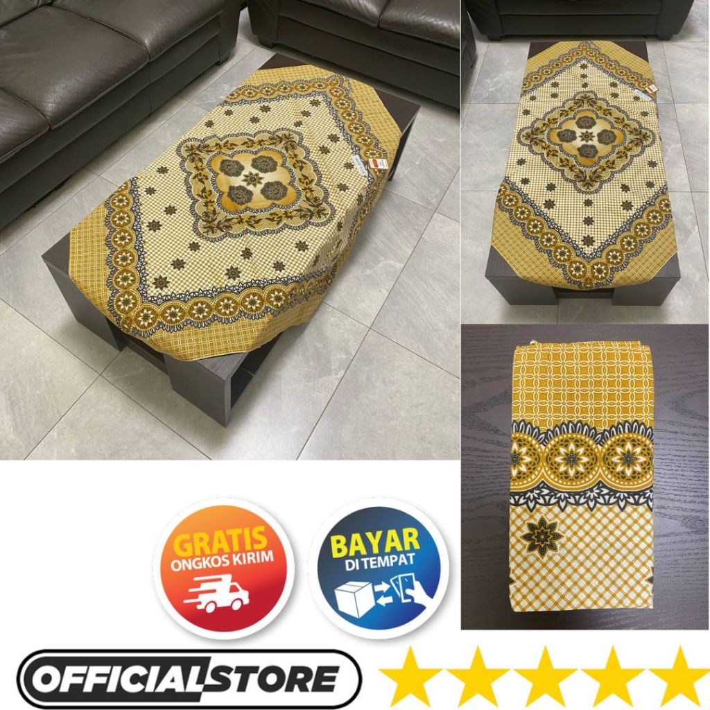 Taplak Meja Ruang Tamu Batik Motif Tulis Set Persegi Empat Kotak Ukuran 110 x 105 Bahan Poliester Ha
