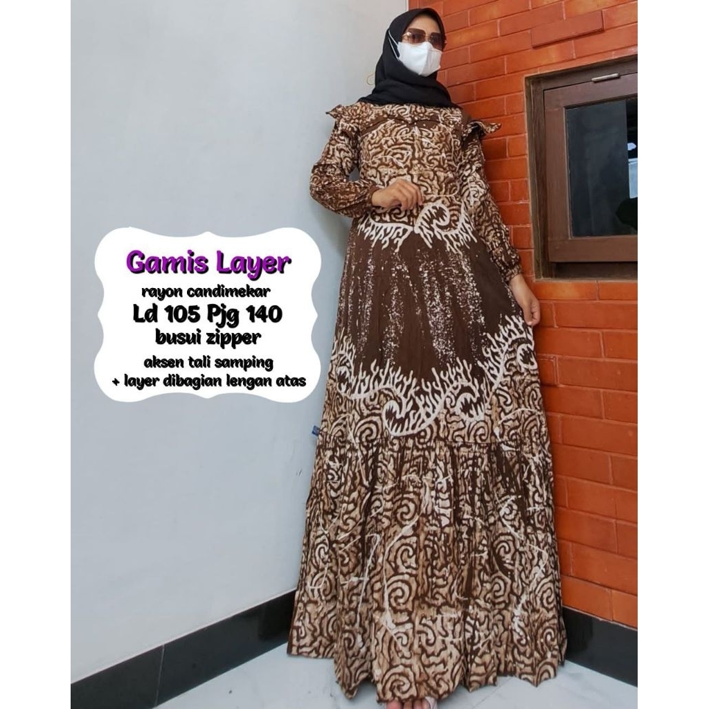 [NEW COLLECTION] Gamis rayon candimekar gamis layer |Khayla batik Pekalongan|