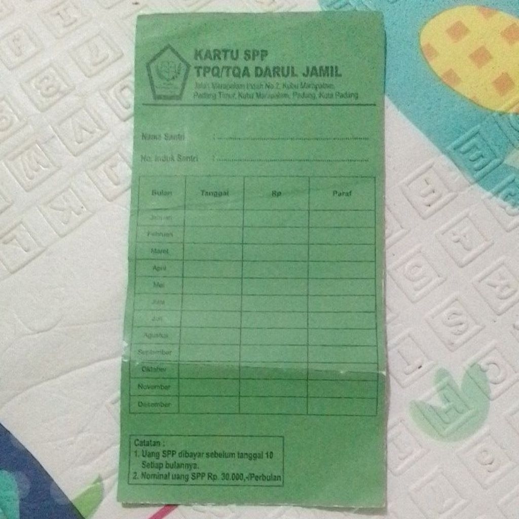 

Kartu Iuran Bulanan/SPP isi 50 Pcs | MF Kreatif