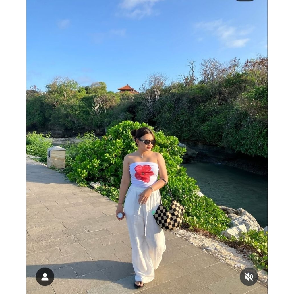 celana kulot linen putih