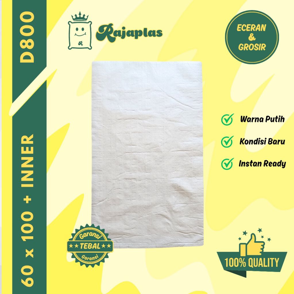 Karung 50kg Ukuran 60 x 100 Putih Tebal D800 Dan Inner Plastik