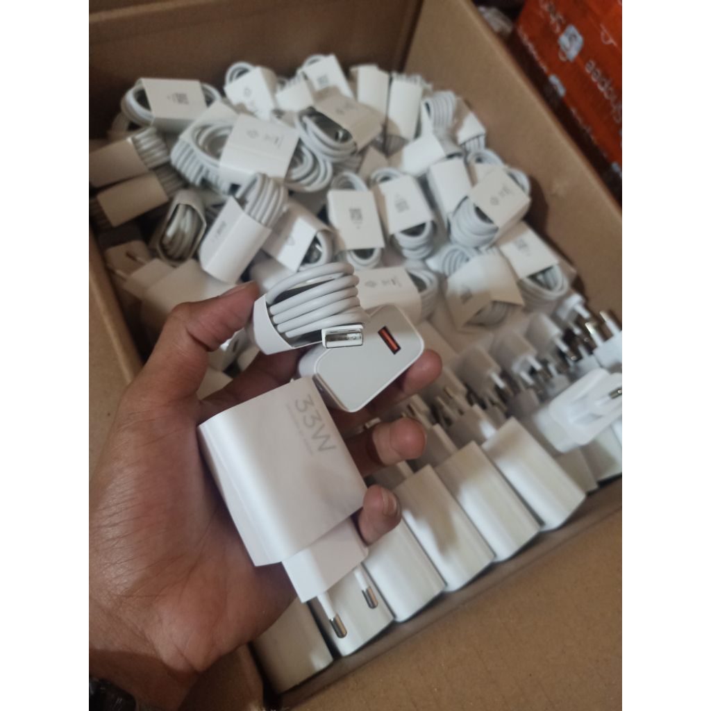 Charger ory xiaomi 33watt - copotan ory redmi 14c (kepala oranye kabel putih)