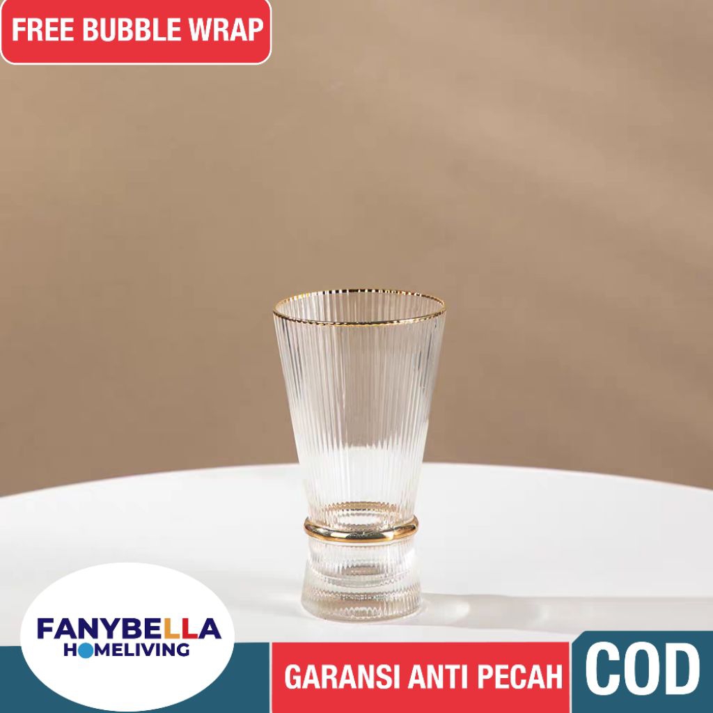 Gelas Kaca Kristal Gold Tersedia Warna Biru