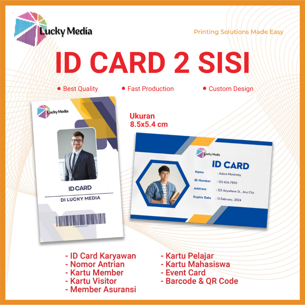 

ID Card Karyawan 2 Sisi Bahan UV Kualitas no.1 Awet Member Card Anggota Kartu Nama