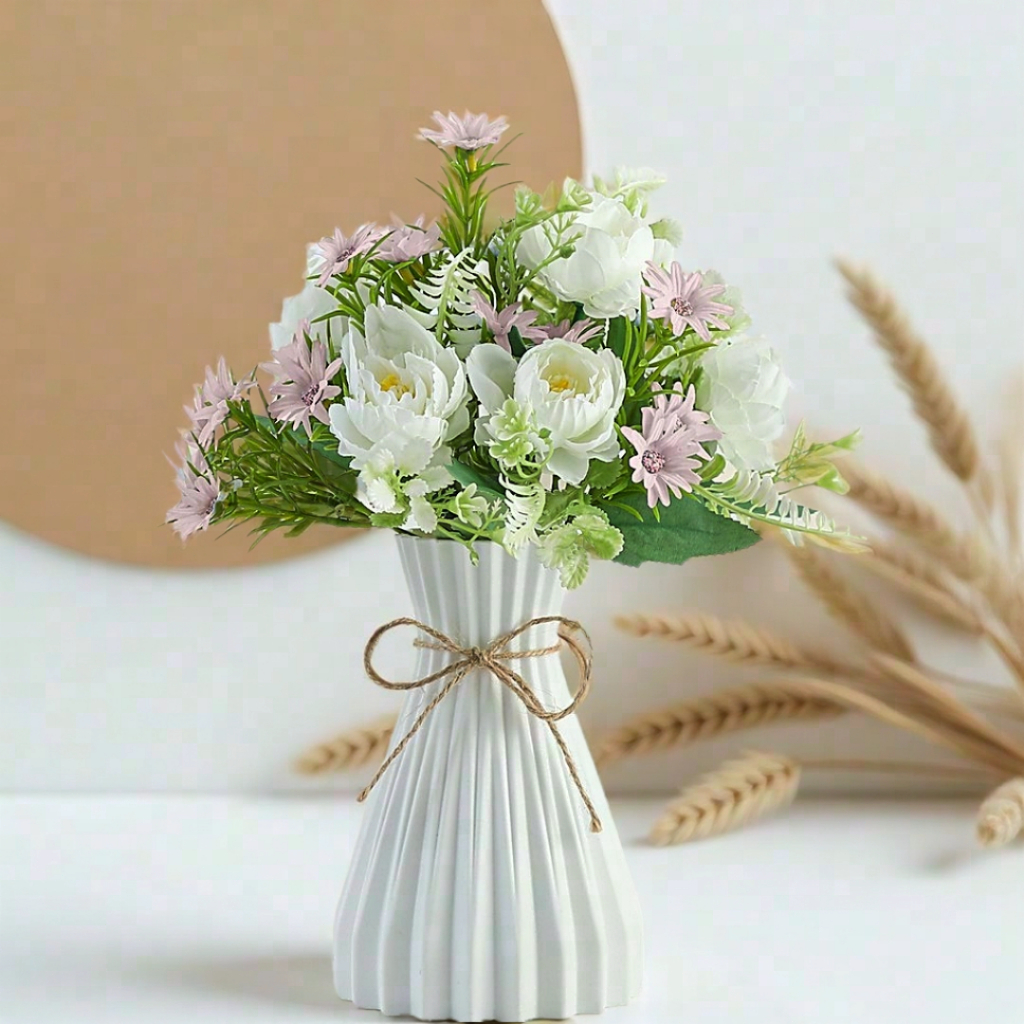 Set Vas Bunga Plastic Aesthetic Bunga Hias Plastik Bunga Hiasan Ruang Tamu Bunga Hiasan Meja Makan