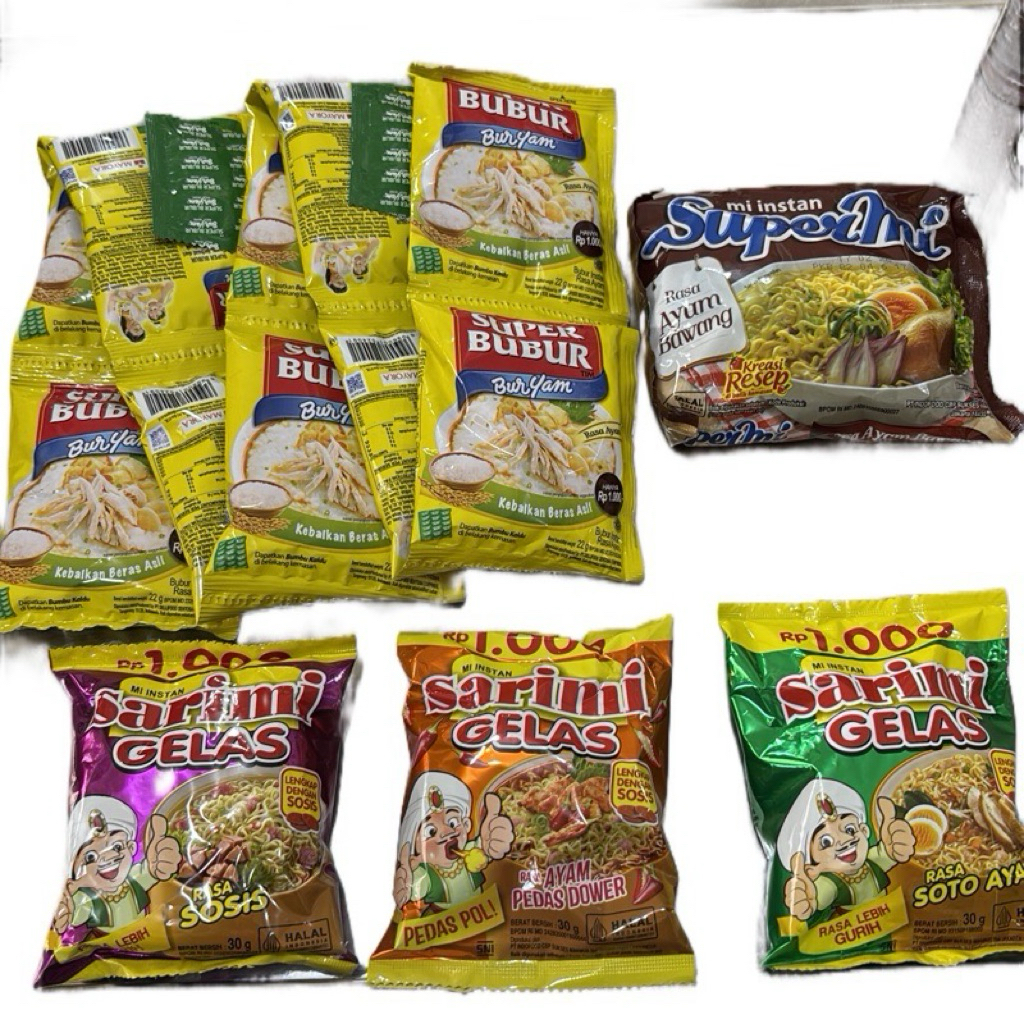 

(C5) Combo Hemat BURYAM RENCENG, SUPERMI AYAM BAWANG, 3pcs Sarimi gelas