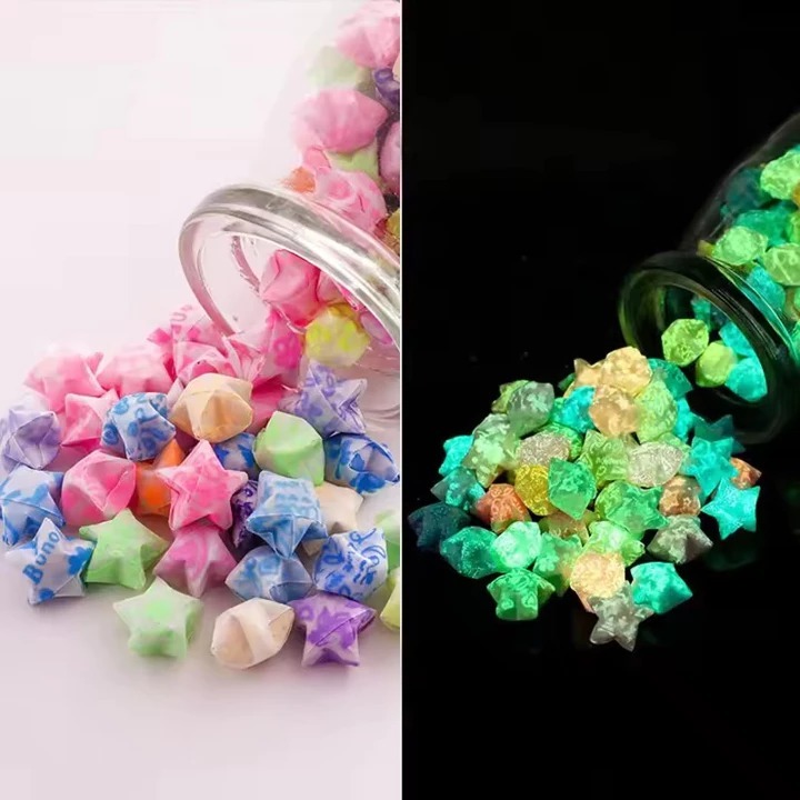 

Kertas Bintang Fosfor WARNA RANDOM Origami Glow Star Paper Lipat Motif Warna Warni quilling quiling Papercraft Craft Crafting