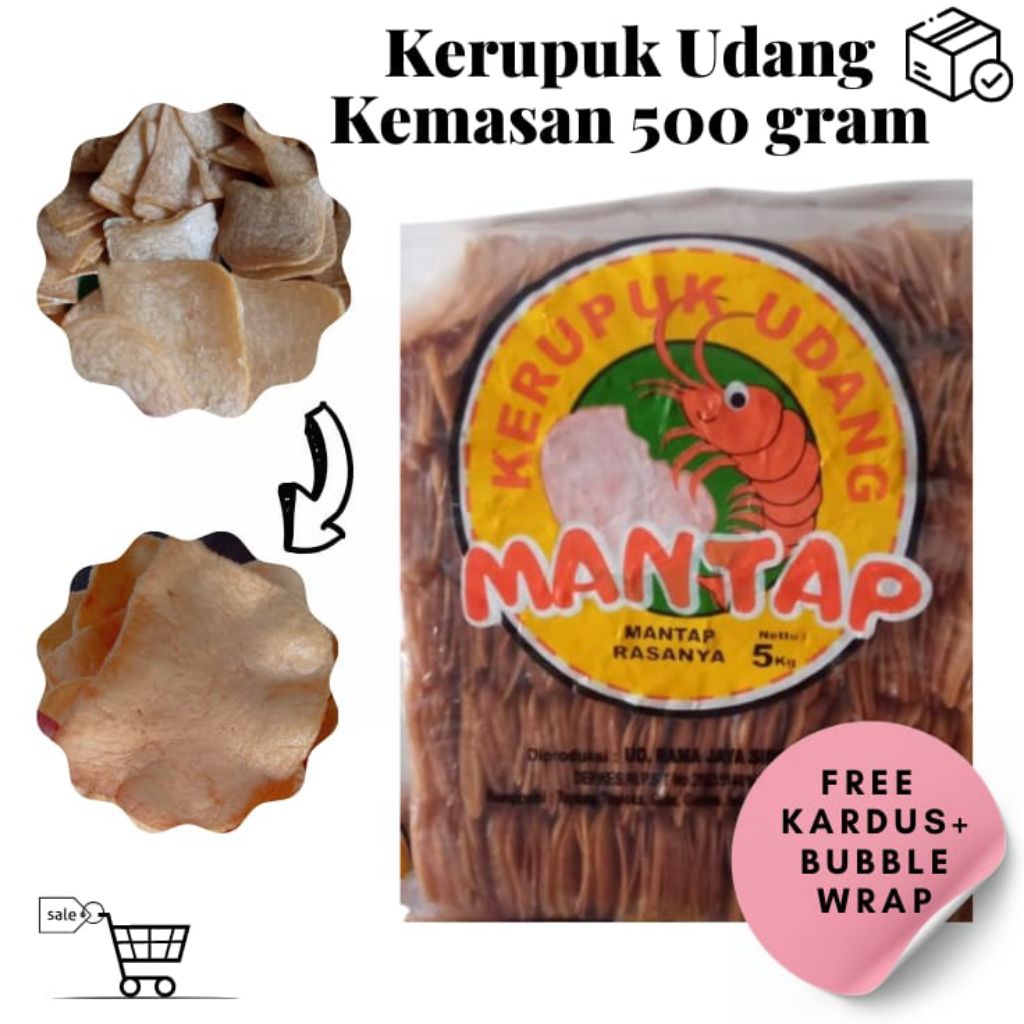 

KERUPUK UDANG BESAR/krupuk udang mentah 500gram.Packing sudah free kardus & buble wrap