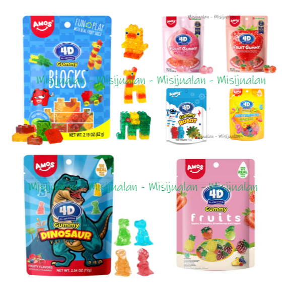 

Amos 4D Gummy Robot Blocks Lego Fruits Buah Apple Pineapple Strawberry Peach Grape Pineapple Permen Jeli | HALAL |