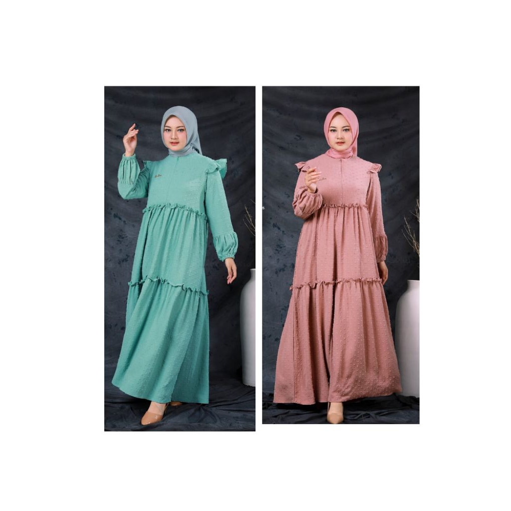 Lina Livia - Nagiza Dress | Bahan Uragiri crinkle motif dots premium